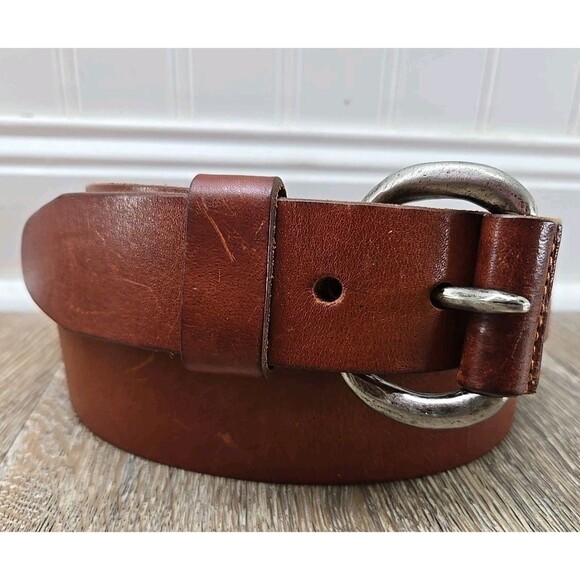 Vintage Abercrombie & Fitch Field Belts Women's L Brown Leather Belt USA Made - Picture 1 of 15